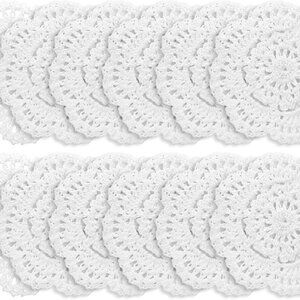 12 pc Lace Doilies 4" Handmade Cotton Crochet Doilies Round Lace Placemats
